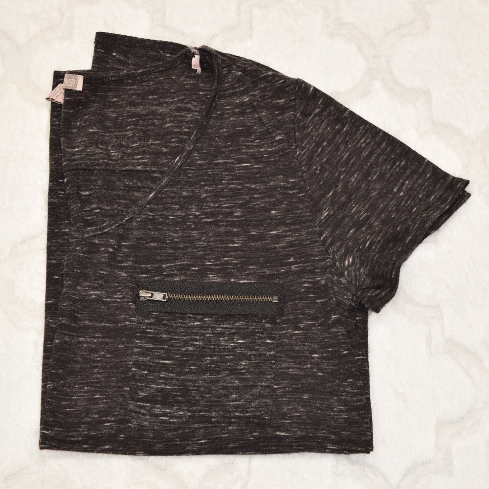Forever 21 Heathered Zipper Pocket Tee